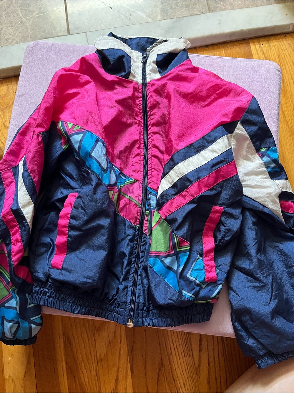 Girls' Colorblock Rain Jacket - Pink & Navy
